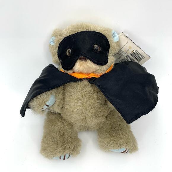 VTG ‘90 Gibson Greetings Masked w/Cape 5” Teddy Bear Plush NOS Teddy Hugglesbie - Picture 2 of 7